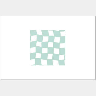 Abstract Checker Board - pastel teal green Posters and Art